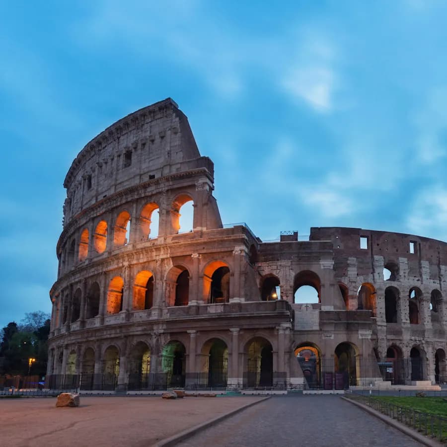 The Colosseum in Rome under a bright sky